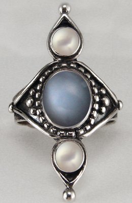 Gothic Grey and Pearl Moonstone Ring | Moonstone Rings